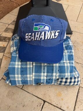 Vintage 90s Seattle Seahawks NFL Logo Athletics ProLine Strapback Hat Cap OSFM